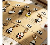 10 pièces Ensemble de porte-clés mignon panda, compact et portable, livré avec une carte "Vous êtes génial !" Convient comme cadeau d'isolement pour exprimer le manque, cadeau pour la famille et les a
