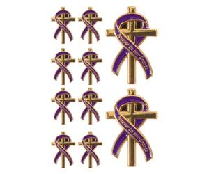 10 Pièces Épingle Commémorative en Alliage, Croix Pourpre | Finition Lisse et Polie, Maintien Sûr, Accessoire Léger pour Veillées, Services et Souvenir