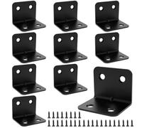 10 Pièces Equerre de Fixation, 38x30x30mm Connecteur d'Angle, Noir Équerre d'Assemblage en Acier Inox, Équerres de Plaque Perforée, avec 42 M4 Vis, pour Cadre en Bois, Meubles, Bibliothèque, Armoire
