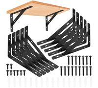 10 Pièces Equerre Etagere Murale, Supports Triangulaires Angulaires Droits de 90 Degrés, Support D'étagère Murale, Support d'angle Brace pour Salon Chambre Bibliothèque (10 PCS Noir 150X95MM)