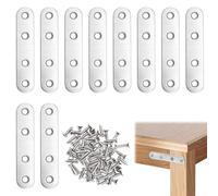 10 Pièces Equerre Plate Fixation Inox, Plaques Renfort en Acier Inoxydable, 76x16x2mm Pattes D'assemblage, Pattes D'assemblage Perforée Plates Metal, pour Connexion Bois Meubles