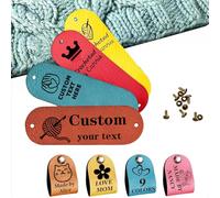 10 Pièces Étiquettes Personnalisées En Cuir Faites À La Main Avec Rivets, Étiquettes Tricotées Au Crochet, Motif/texte Personnalisés, Étiquettes De Produits Faits À La Main, Étiquettes De Vêtements(0.