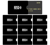 10 Pièces Etui Carte Bancaire Anti Piratage, Housses Pochettes Anti RFID NFC, 6.2 x 9.2cm, Noir
