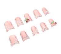 10 Pièces Faux Ongles Faits Main Réutilisables Rose L240-m | Couverture Complète, Plastique Léger, Style Moderne Occidental, Usage Quotidien et Occasions Spéciales
