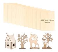 10 Pièces Feuilles de Bois de Balsa 20x30cm Planches Bois Fine 1,5mm Feuille de Bois Non Finie, Plaque Bois de Balsa Vierge pour Modélisme, Gravure, Peinture ou Bricolage