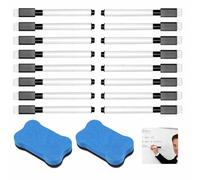 10 Pièces Feutre Ardoise Effacable, Marqueurs Effaçables avec 2 Gommes Séchage Rapide Feutres Non Permanents Feutre Tableau Blanc Effacable Faible Odeur une Ldéal pour Maison Bureau ou L'école