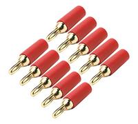 10 Pièces Fiche Banane 2.5mm Connecteur Banane Plaqué Laiton Soudure Mâle Kit Accessoire Ensemble (Rouge)