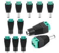 10 Pièces Fiches D'alimentation DC, Connecteur Jack Mâle/Femelle Alimentation CCTV,DC Alimentation Adaptateur Vis Borne Connecteur,Pour la vidéosurveillance Câbles pour caméras CCTV Bandes LED