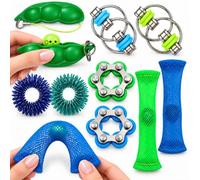 10 Pièces Fidget Anti Stress Set Le Stress et l‘angoisse Squeeze Funny | Anneau Sensoriel Spinner Adaptés Blocs Sensoriels Meilleur Cadeau pour Adultes pour La Classe Les Enfants et La Famille