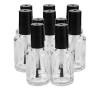 10 Pièces Flacon Vide pour Vernis à Ongles 15ml en Verre Rond | Format Compact et Portable, Haute Transparence, Usage Salon et Nail Art, avec Bouchon Brosse Souple