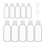 10 Pièces Flacons de Voyage de 50 ml et 100 ml, Bouteilles de Voyage Transparent en Plastique, Flacons Vide de Voyage Rechargeables avec 2 Petits Entonnoirs, pour Huile Solaire Shampooings Lotions