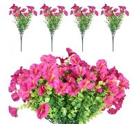 10 Pièces Fleurs Artificielles, Bouquet Fleur Artificielle Gloire du Matin Fleurs Artificielles Extérieur Résistantes aux UV, Plastique Fausse Plante, pour Maison Jardin Mariage Balcon (Fuchsia)