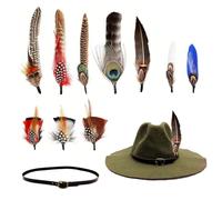 10 Pièces Fleurs De Chapeau De Plumes, 1 Ceinture De Chapeau, Plumes De Paon, Plumes De Chapeau, Plumes Colorées pour L'Artisanat, Décoration De Plumes