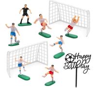 10 Pièces Football Cake Topper,Happy Birthday Cupcake Topper Toppers de Gâteau de Football Décoration Football Figurines Décorations de Fête de Football,Design Attrayant