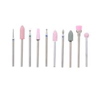 10 Pièces Forets à Ongles, Nettoyeur de Cuticules Brosse de Forage à Poussière Têtes de Meulage de Lime de Polissage Rotative avec Boîte de Rangement, Fraises Diamantées en (02)