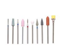 10 Pièces Forets à Ongles, Nettoyeur de Cuticules Brosse de Forage à Poussière Têtes de Meulage de Lime de Polissage Rotative avec Boîte de Rangement, Fraises Diamantées en (01)