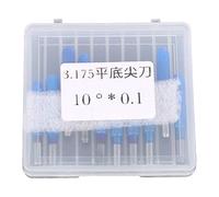 10 pièces, fraise en acier au tungstène avec placage bleu de 3,175 mm pour gravure, outil de sculpture CNC pour bois dur, plastique acrylique, fraises de gravure 2D et 3D haute ((10°*0,1))