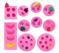 10 pièces Fruit Moules à Gelée Fondant,VEINARDYL 3D Mini Moule à Chocolat Moule à bonbons Moule à bougie Ananas Fraise Orange Myrtille pour Garniture de cupcake Décoration de gâteau