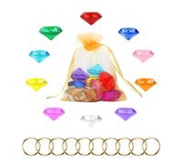 10 Pièces Gemmes de Diamant Acrylique, avec 10 Pièces Anneaux de Pouvoir en Or Chasse au Trésor des Pirates Bijoux pour Anniversaire Cadeau de Fête Fournitures Décoration