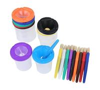 10 Pièces Gobelets de Peinture Anti-Déversement Ensemble de Peinture pour Enfants avec Pinceaux pour Tout-Petits Fournitures d'art Préscolaire Gobelet de Lavage de Couleur