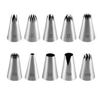 10 Pièces Grande Douilles à Pâtisserie, Professionnelle Embouts de Glaçage Kit d'Accessoires de Pâtisserie DIY Spécialisé dans la Décoration pour Cupcakes Churro Donuts Muffins Poche à Douille