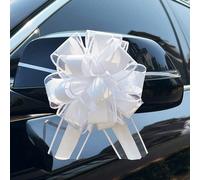 10 pièces Grands nœuds à cordon en plastique - Décoration de voiture de mariage élégante blanche, nœuds décoratifs durables et réutilisables, convenant pour les chaises, l'emballage cadeau, les fêtes 