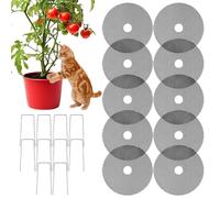 10 Pièces Grille de Pot de Planter, Couvercle de Pots de Fleur avec Piquets, Protecteurs de Sol de Grille de Pot de Fleur 30cm/40cm, Découpables, Garder Les Chats Écureuils Hors des Pots de Fleurs