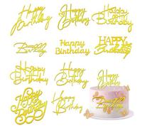 10 Pièces Happy Birthday Cake Topper, Gâteau D'anniversaire, Décorations de Gâteau, Acrylique Décorer Le Gâteau pour Filles, Garçons, Enfants, Anniversaires, Pères, Mères Birthday Cake