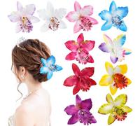 10 Pièces Hawaii Fleur Pince Cheveux Femme, été Barrette Cheveux Fleurs Fille, Pince à Cheveux Fleur Clip pour Coiffure de Carnaval Danseuse Piscine Plage Fête Mariage