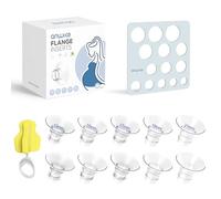 10 Pièces Inserts de Bride pour Tire Lait 13/15/17/19/21mm, Compatible avec les Tire Lait Electriques Momcozy M5 S9/S12 Pro/KISSBOBO/Jheppbay, avec Règle pour Mamelons et Brosse de Nettoyage