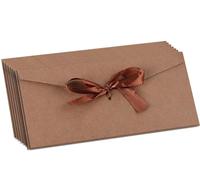 10 Pièces Invitation Enveloppes Cadeaux avec Nœud en Ruban 22x11cm Rétro Papier Kraft Enveloppe Couleur Enveloppe Enveloppes épaisses vintage pour mariage anniversaire fête prénatale remise de diplôme