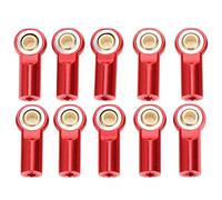 10 Pièces Joint D'extrémité De Biellette en Aluminium M4 Attache De Support De Tête D'extrémité De Rotule en Métal, Embouts De Biellette De Liaison De Support De Rotule Et Embouts (Rouge)