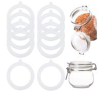 10 Pièces Joints d'Étanchéité pour Bocal Mason, 94 mm Bagues de Remplacement en Silicone, Rondelles Anneau Étanche à l'Air pour Couvercle de Bocaux en Verre (Blanc)