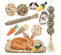 10 Pièces jouet à mâcher pour lapin Tapis d'herbe Lapin Jouet à mâcher pour hamster suspendu Jouet à mâcher Bunny Jouet Carotte pour Petit Animaux Balle de rotin pour chinchilla gerbille Cochon d'Inde