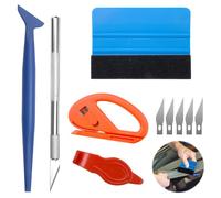 10 Pièces Kit Covering Outils de Film de fenêtre de Voiture Vinyle, Kit de Films de Voiture Teinté, Raclettes en Feutre, Couteau de Précision, Cutter, Vitre Teinté E Voiture pour Film Teinté Voiture