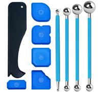 10 Pièces Kit de grattoir à joints, extracteurs de joints en silicone, 4 Boule en Métal Outil D'étanchéIté, 6 Lisseurs de Joint En Silicone, Outils de Calfeutrage Pour Salle de Bain, Cuisine
