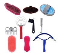 10 pièces kit de nettoyage pour chevaux, kit de soins de beauté pour chevaux ensemble de brosse à cheval avec sabot gratter Sweater Curry peigne gratter la brosse à démangeaisons