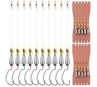 10 Pièces Kit de Pêche Texas Rig, Kit de Montage de Pêche Texas Rigs Prêt à l'emploi Montages Texas Pré-Montés avec Ligne de Montage à Hameçon Lesté pour la Pêche au Bar