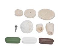 10 pièces, kit de têtes de polissage en flanelle de coton et de roues de polissage, ensemble d’outils de polissage pour verre et marbre en métal avec tige de 6,35 mm, incluant de