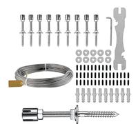 10 pièces kit de Treillis pour Plantes grimpantes en Acier Inoxydable, résistant à la Rouille, Charge 350 LB, Longueur de Fil 52 ft / 15,8 m, Fixation croisée, Distance Mur 2,5 in / 6,3 cm, pour