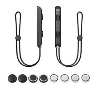 10 Pièces Kit Dragonne pour Switch JoyCon, 2 Wrist Strap Réglables + 8 Capuchons Joystick Antidérapants, Bracelet de Sécurité Élastique Contrôleur Protection Meilleure Prise en Main Jeu Sport Fitness