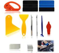 10 Pièces Kit Outils De Pose Film Auto, Raclette Avec Feutrine, Outil De Précision, Coupe-Film Et Spatules Plastique Pour Application De Film Et Vinyle Sans Bulles