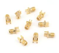 10 pièces laiton plaqué or SMA femelle Base prise Jack connecteur fin lancement 50 ohms RF connecteurs PCB Clip bord montage adaptateur
