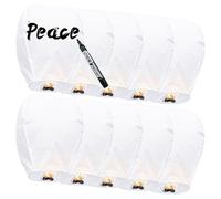 10 pièces Lanterne Volante Chinoise 100% biodégradable Papier Blanc, Blanche lampion Volant, idéal pour Vos événements Mariage fêtes Nouvel an, Respectueux de l'environnement