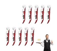 10 pièces Limonadier Professionnel Serveur,Tire Bouchon Professionnel,Couteaux de Sommelier en Acier Inoxydable Avec DéCapsuleur et Coupe-Capsule (Rouge)