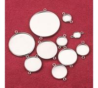 10 pièces/lot Base de réglage en acier inoxydable pour cabochon de camée à deux trous, adapté aux tailles 6/8/10/12/14/16/18/20/25/30 mm, pour la fabrication de bijoux DIY 6mm,8mm,10mm,12mm,14mm,16mm,