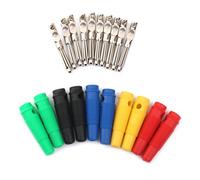 10 pièces. Lot de 2 fiches Bananes isolantes en cuivre nickelé 4 mm pour câble de Haut-Parleur - Couleur : Rouge, Noir, Jaune, Vert, Bleu