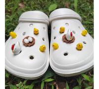 10 pièces Lot de charms mignons de poule et de poussin, convient pour les sabots ajourés, les sandales de plage Lettres,Imprimés aléatoiresABS