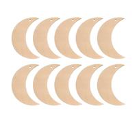 10 Pièces Lune en Bois, Pendentif Vierge Prêt à Suspendre | Bois Brut, Trou Prépercé, Surface Lisse et Rustique, pour Salle de Classe, Maison, Porte ou Porte-clés