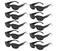 10 Pièces Lunettes de Soleil Rectangulaires pour Femmes Hommes,Lot Lunettes de Soleils Noir Rectangulaire,Vintage Lunettes de Soleil à La Mode Années 90,Protection Uv,pour Plage,Mariage,Fête - Noir